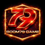 3D red and gold metallic Boom79 Game logo featuring bold “79” numbers with glowing golden border on a dark background.